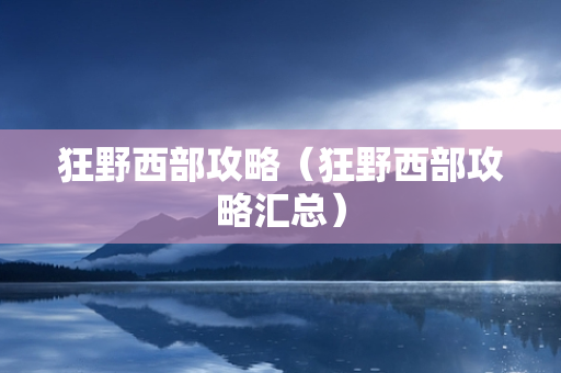 狂野西部攻略（狂野西部攻略汇总）