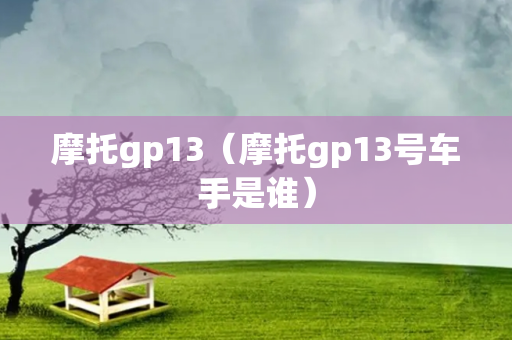 摩托gp13（摩托gp13号车手是谁）