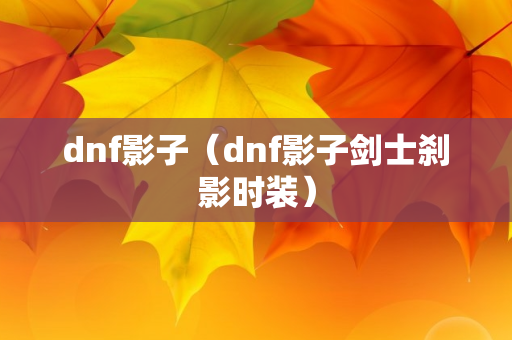 dnf影子（dnf影子剑士刹影时装）