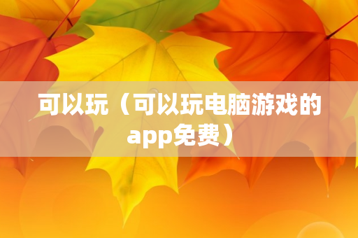 可以玩（可以玩电脑游戏的app免费）