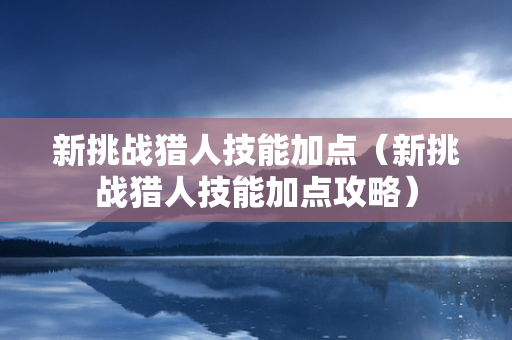 新挑战猎人技能加点（新挑战猎人技能加点攻略）