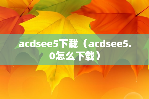 acdsee5下载（acdsee5.0怎么下载）