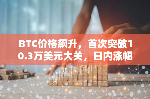 BTC价格飙升，首次突破10.3万美元大关，日内涨幅超过5%。