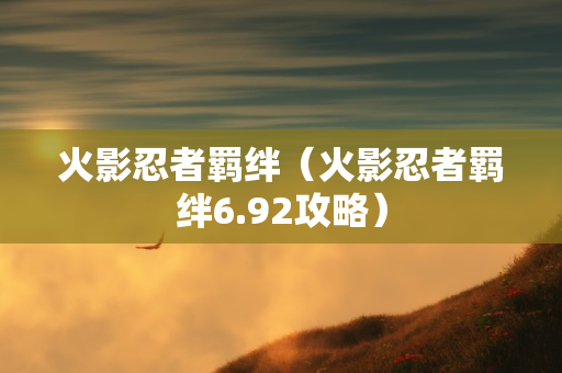 火影忍者羁绊（火影忍者羁绊6.92攻略）