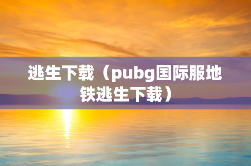 逃生下载（pubg国际服地铁逃生下载）