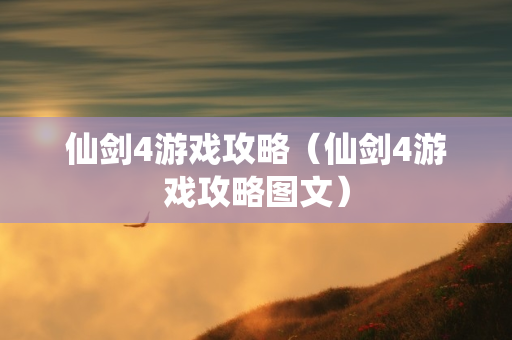 仙剑4游戏攻略（仙剑4游戏攻略图文）