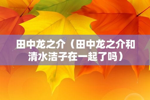 田中龙之介（田中龙之介和清水洁子在一起了吗）