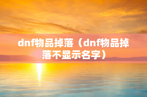 dnf物品掉落（dnf物品掉落不显示名字）