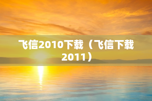 飞信2010下载（飞信下载2011）