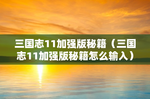 三国志11加强版秘籍（三国志11加强版秘籍怎么输入）