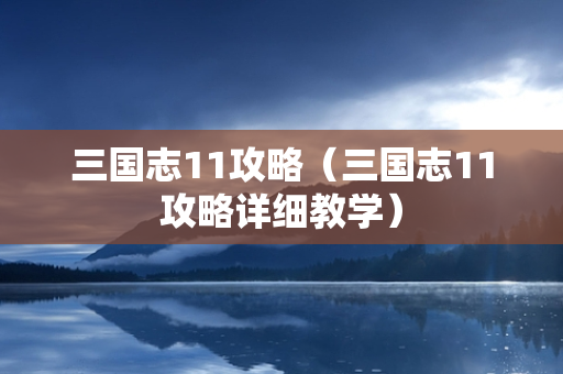 三国志11攻略（三国志11攻略详细教学）