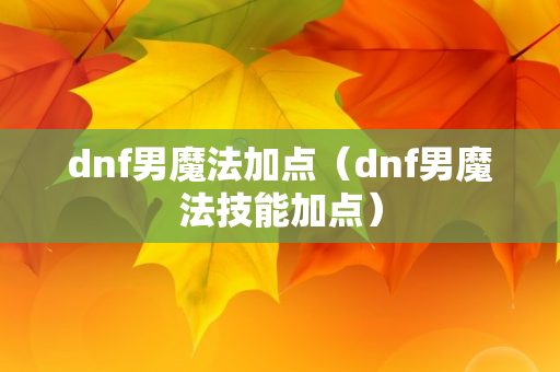 dnf男魔法加点（dnf男魔法技能加点）