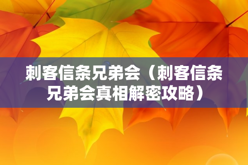 刺客信条兄弟会（刺客信条兄弟会真相解密攻略）