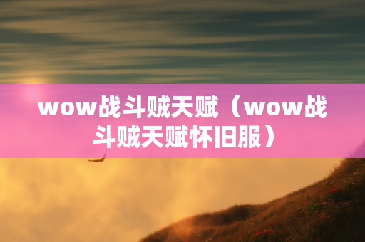 wow战斗贼天赋（wow战斗贼天赋怀旧服）