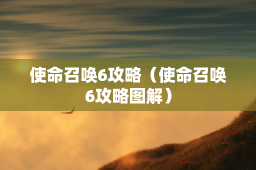 使命召唤6攻略（使命召唤6攻略图解）