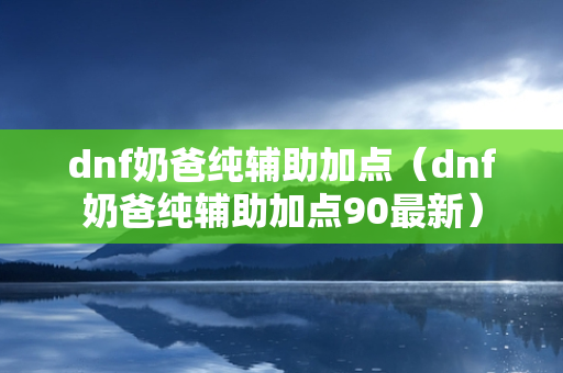 dnf奶爸纯辅助加点（dnf奶爸纯辅助加点90最新）