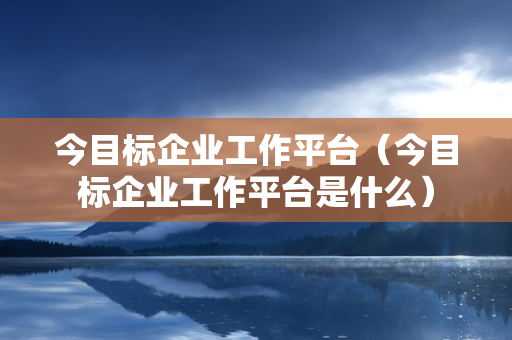 今目标企业工作平台（今目标企业工作平台是什么）