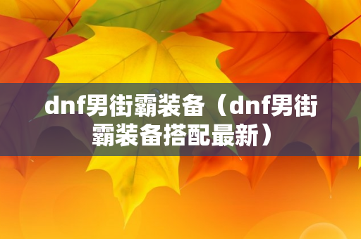 dnf男街霸装备（dnf男街霸装备搭配最新）