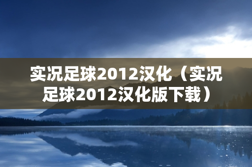 实况足球2012汉化（实况足球2012汉化版下载）