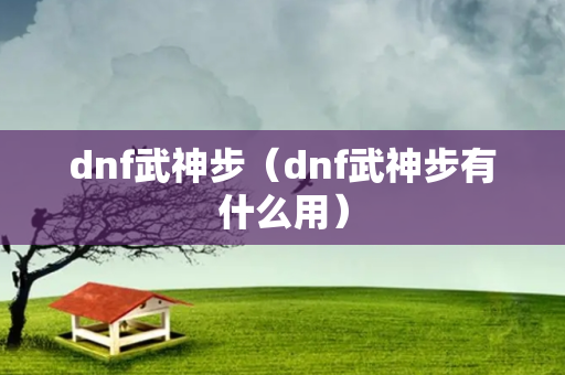 dnf武神步（dnf武神步有什么用）