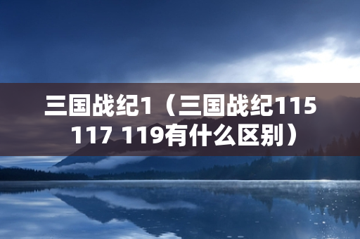 三国战纪1（三国战纪115 117 119有什么区别）