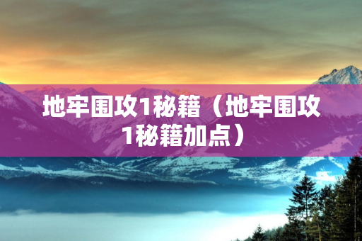 地牢围攻1秘籍（地牢围攻1秘籍加点）