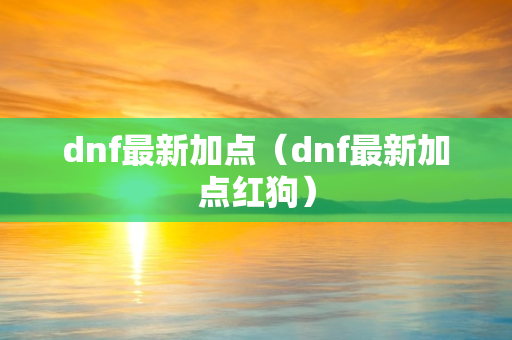 dnf最新加点（dnf最新加点红狗）