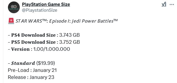 《星球大战前传1:幽灵的威胁》PS版容量约3.7GB